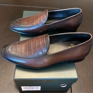 Gifennse Brown Croc-Embossed Loafers – Size Men’s 7.5